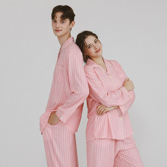 주디앤 에버글로우 요루 커플잠옷 여성 남성 긴팔 파자마 세트 홈웨어