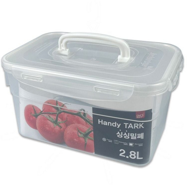 셰프웨어 핸들 싱싱밀폐 직사각 2.8L 찬통 2842 -O 밀폐 김치통 원형 .사각 보관용기 냉장고 dew+95403NE