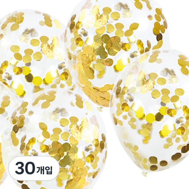 JOYHOUSE 파티팡 컨페티 풍선 30.5cm, 메탈릭 라운드 골드, 30개입