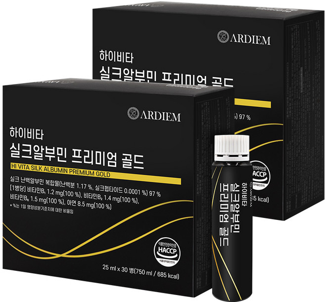 아르디엠 하이비타 실크 알부민 프리미엄골드 마시는 알부민 실크 펩타이드 난백분 25ml x 30병, 2박스, 30회분