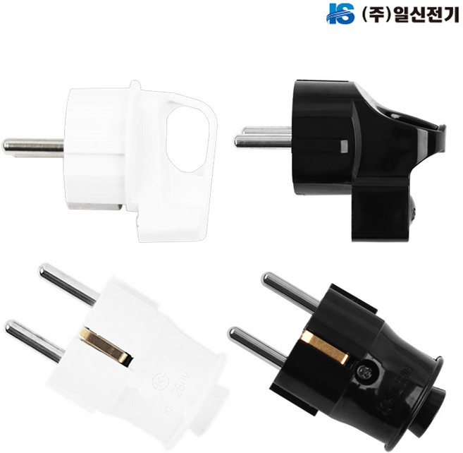 220V ㄱ자 일자 플러그 접지형 전기플러그 산업 전원, 일신 일자 플러그_블랙, 1개