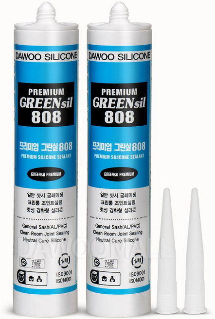 친환경 방수 실리콘 다우 프리미엄 808 백색 2개 (노즐2개) 샷시 외벽 크랙 베란다 무초산 실란트, 1세트