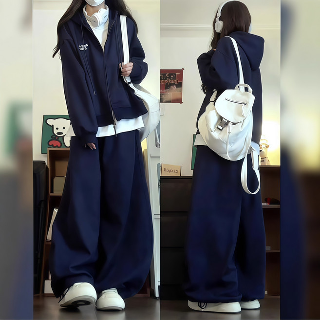 TOPMOX 2026 여성용 헤비웨이트 고중량 후드집업 세트 데일리 커뮤트룩 실내 홈웨어 댄스웨어