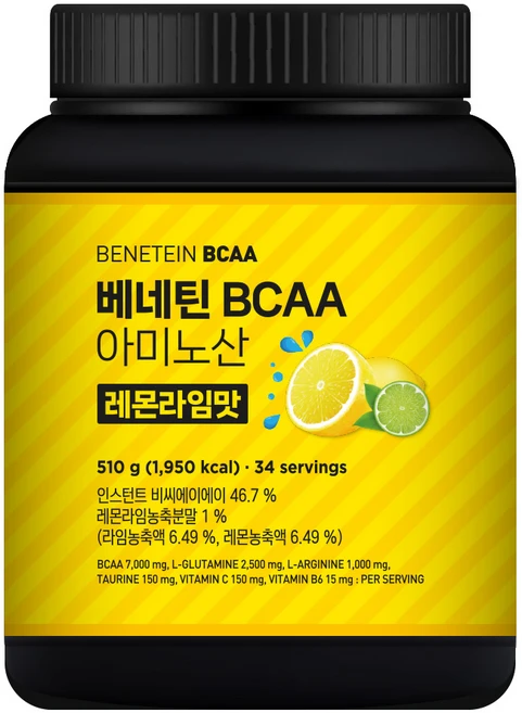 베네틴 BCAA 7000 필수 아미노산 보충제 레몬라임맛, 1개, 510g - 쿠팡
