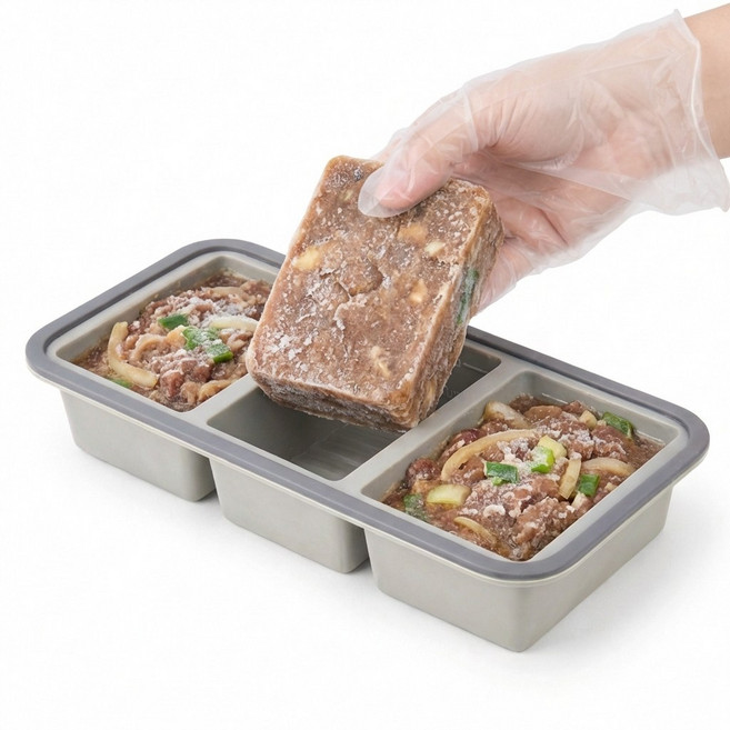 생활혁신 실리콘 냉동 소분 용기 푸드 블럭 몰드, 1개, 그레이