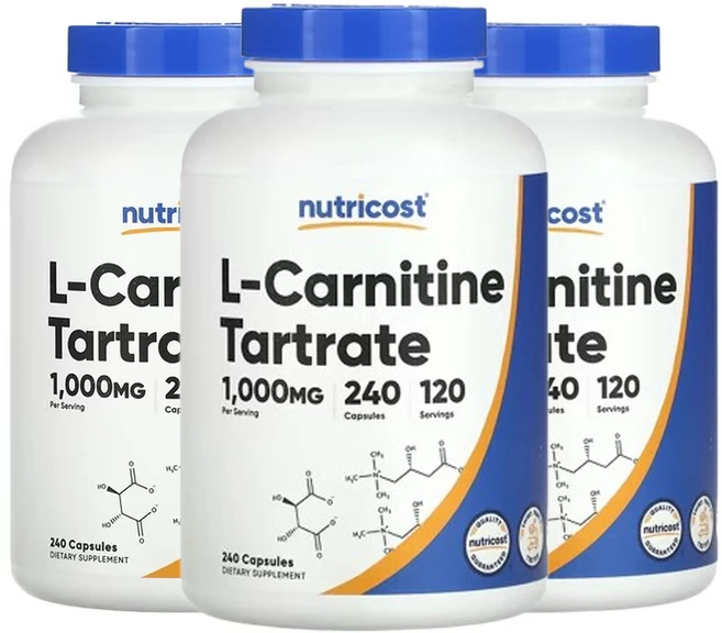 뉴트리코스트 l-카르니틴 타르타르산염 1 000mg 240캡슐(캡슐당 500mg), 3개, 240정 - 쿠팡