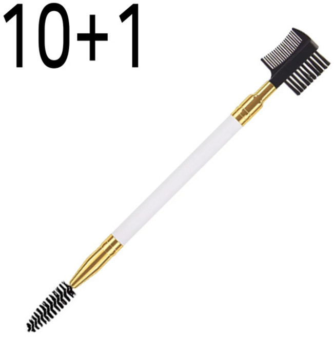 래쉬몬스터 속눈썹 듀얼정리솔 빗타입 아이메이크업 브러시, 1개, 화이트/골드