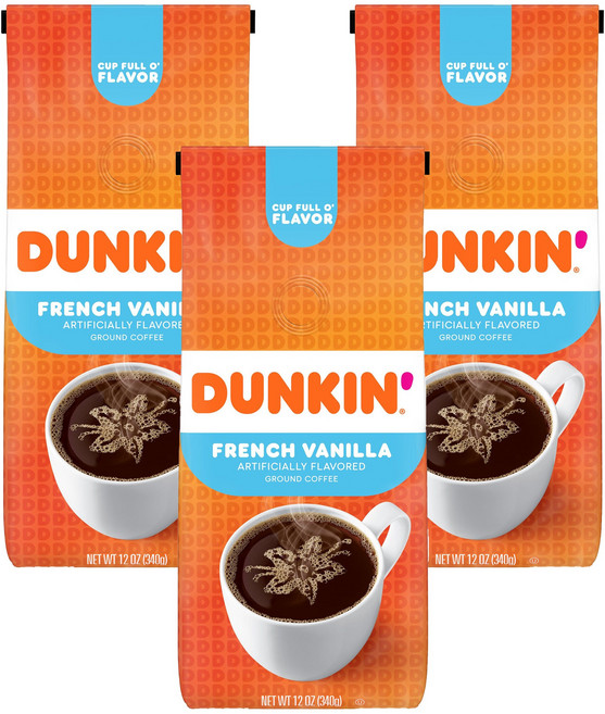 던킨도너츠 그라운드 커피 프렌치 바닐라 340g, 분쇄커피, 3개