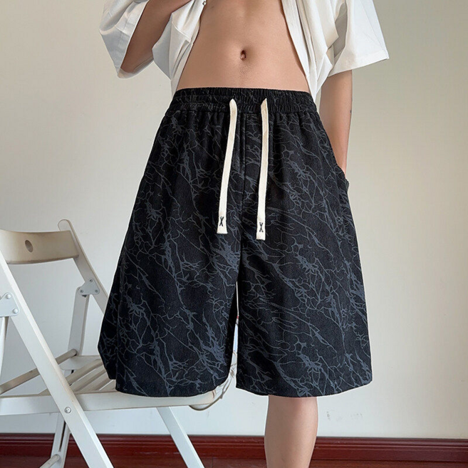 復古高街短褲男夏季薄款五分褲寬鬆直筒休閒運動褲