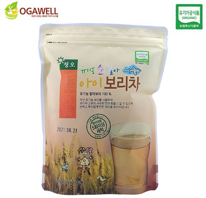 청오 유기농 순발아 아이 아기보리차, 150g, 15개입