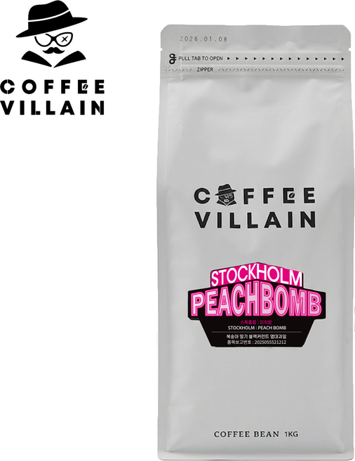 커피빌런 피치밤 블렌드 복숭아향 원두커피 1kg, 1개, 모카포트(중간~고움)
