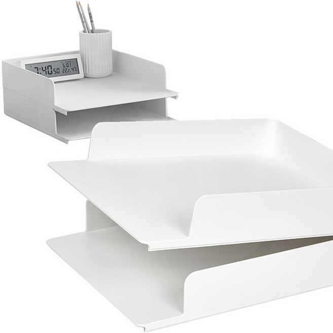 시스맥스 up 시스템 오픈형 적층 트레이 2단 화이트 26.5x34cm 서류 정리 수납 거치 사무 심플
