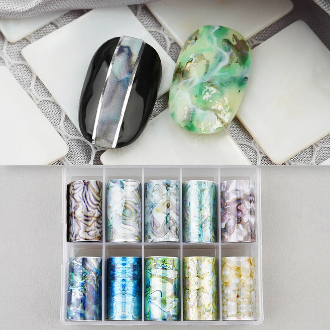 트렌드 자개 매직호일-22 10종 세트 /컬러자개/홀로그램/호일필름/매직필름/호일네일아트, 1개, 트렌드 매직호일-22