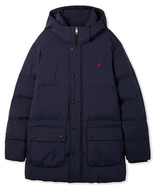 [U.S. POLO ASSN.] 다운 하프점퍼 남성_로얄블루