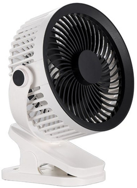 플러스토리 더 클립 집게형 선풍기 3단 풍속 USB 충전식 탁상용 휴대용 벽걸이 저소음 고성능 모터, 화이트