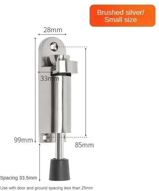 문짝지그 스프링로드 도어 스톱퍼 조정 가능한 위치 합금 헤비 듀티 홀더 중지 벽 보호기 홈, 05 BRUSHED SMALL