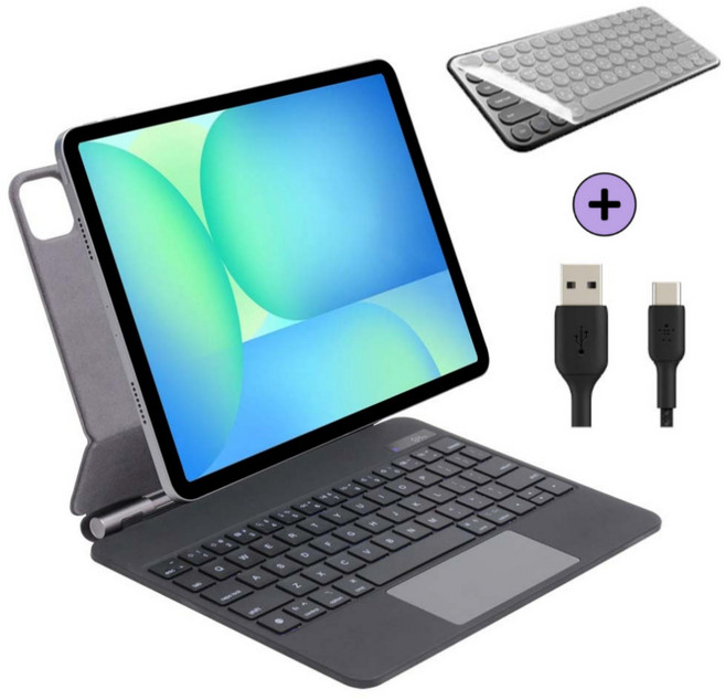 갤럭시탭S10 FE / S10 FE 플러스 호환 블루투스 매직 키보드 케이스 커버 아이친구, 검정, 1개