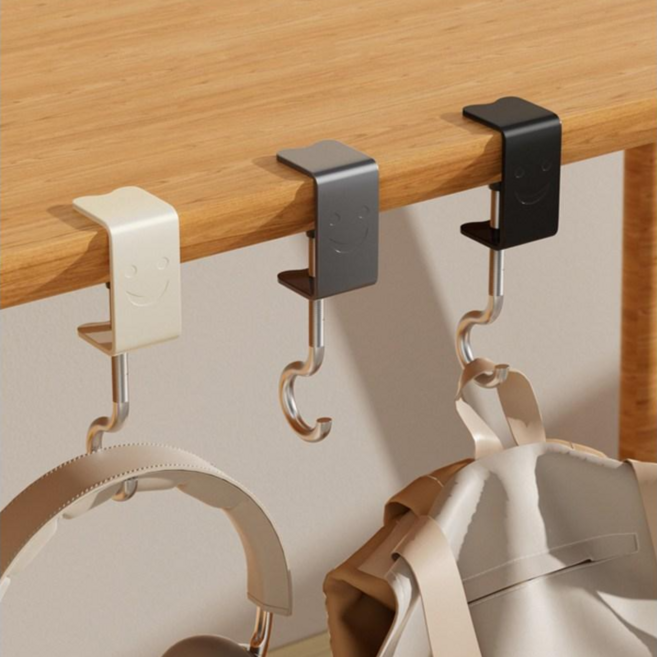 제이로이 책상 가방걸이 무타공 휴대용 책가방 거치대, 2개, 화이트