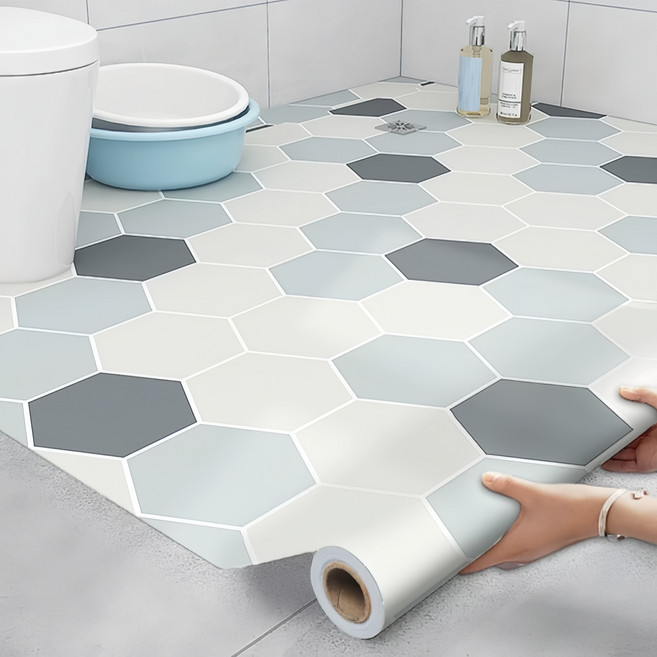 주방 화장실 시트지 방수지 바닥 붙이는 접착식 타일시트지 미끄럼 방지, D501