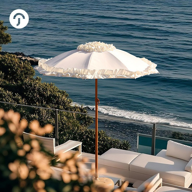 야외 테이블 파라솔 캠핑 레이스 파라솔 태슬 파라솔 대형 비치 파라솔 비치 낚시 테라스 카페 인테리어 전원주택 파라솔, 베이지