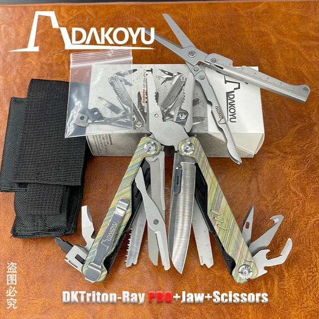 새로운 DAKOYU 티타늄 합금 핸들 고경도 EDC 다기능 접이식 펜치 조합 도구 야외 장비 휴대용, 11 RayPro Jaw Scissors