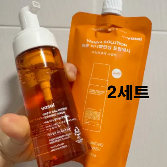 (정품) 1+1 바솔 이너밸런싱 포밍워시 여성청결제 냄새 제거 저자극 본품+리필 women inner balancing, 2개, 300ml