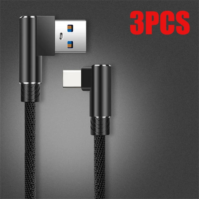 5A USB C 케이블 90도 팔꿈치 빠른 충전 전화 충전기 타입 데이터 코드 아이폰 샤오미 화웨이 40W PD 와이, 04 3 Black Type C