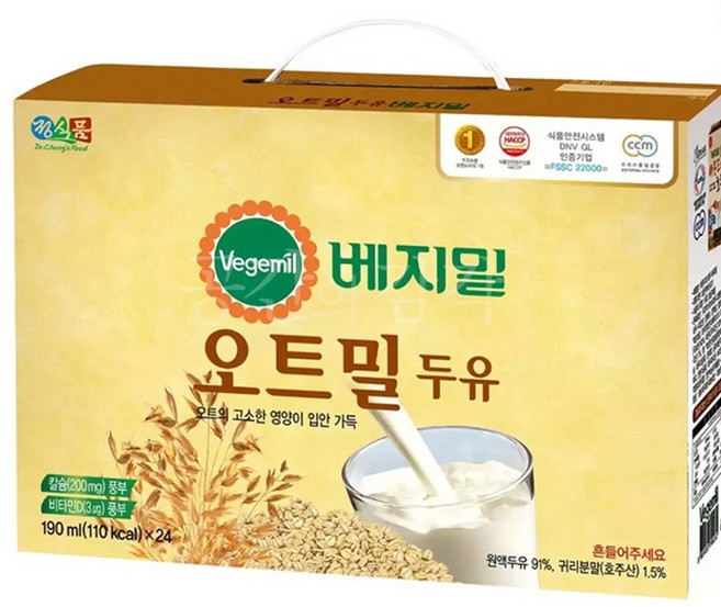 귀리 두유 190ml 24팩 세트 1박스 패키지 오트밀두유 음료 간식 선물 어르신