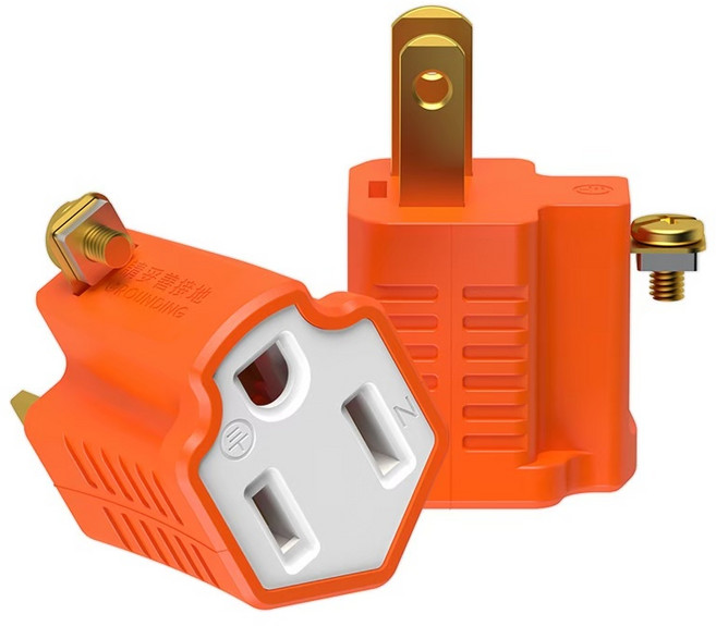 電太郎 3變2轉接插頭 高耐熱防火, 1個, 橘色