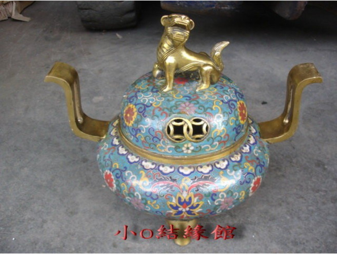 小o結緣館 銅胎景泰藍擺件 仿古手工藝品 32x22x28公分, 1個