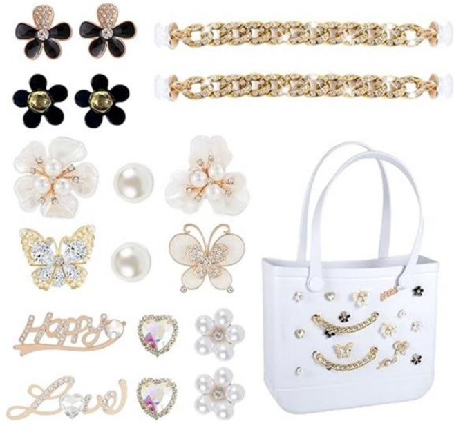 호환 Bogg Bag 진주용 참 Bogg Bag 액세서리용 나비 체인 사랑 Simply Southern Beach Tote와 호환되는 참, 01 빠른, [01] K