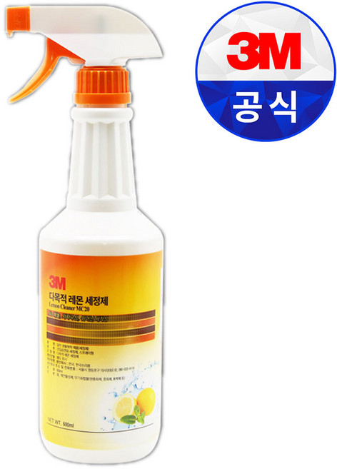 3M 다목적 오렌지 세정제 820ml / 찌든 때 제거 접착제 기름 타르 향균작용 페인트 작업 얼룩 자국