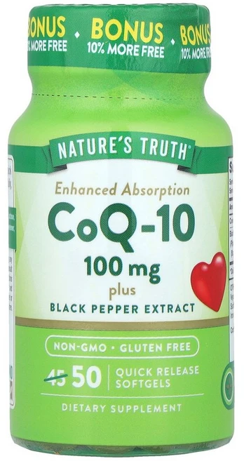 Nature's Truth CoQ-10 Plus Black Pepper Extract Enhanced Absorption 100 mg 50 Quick Release So, 1개 - 쿠팡