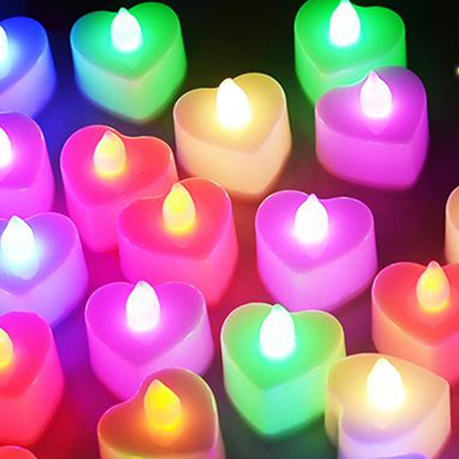 하트모양 LED 미니 소형 캔들 촛불 양초 분위기 라이트 초 프로포즈 파티 행사 전구 조명 티라이트, 01) 하트-핑크 (건전지내장)
