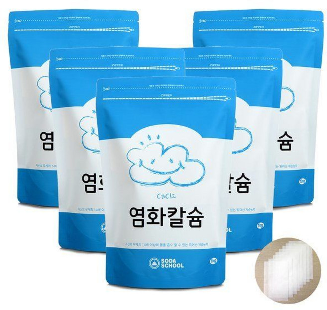 제습제 리필용 염화칼슘1kg 5개+부직포8장 / 비즈타입, 5개