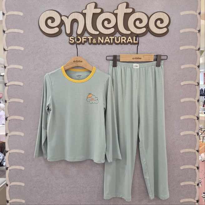 앙떼떼 NC경산점 [코지 9부 라운지웨어] MINT GREEN 심플 아동잠옷