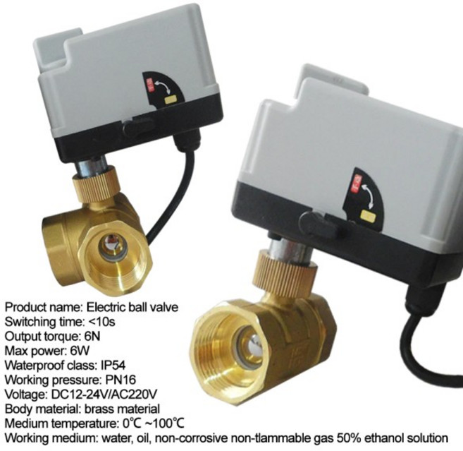 3방향/2방향 황동 볼 밸브 AC220V 3선 2제어 액추에이터 스위치 포함 DN15/20/32/40/50, 01 3way, 01 AC220V, 04 DN25