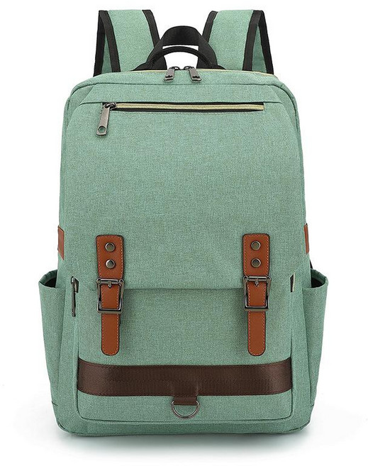 復古大容量電腦雙肩揹包 時尚男女旅行書包, 绿色