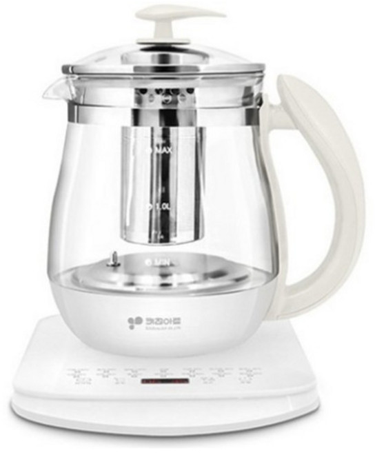 키친아트 커피포트 분유 스텐 유리 주전자 무선 포트 화이트 1.7L K15