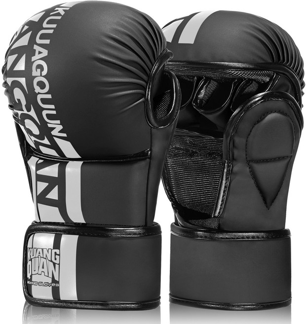 FIVING 권투 글러브 mma 타이 트레이닝 글러브 성인 남녀 공용, 1세트, 블랙+화이트