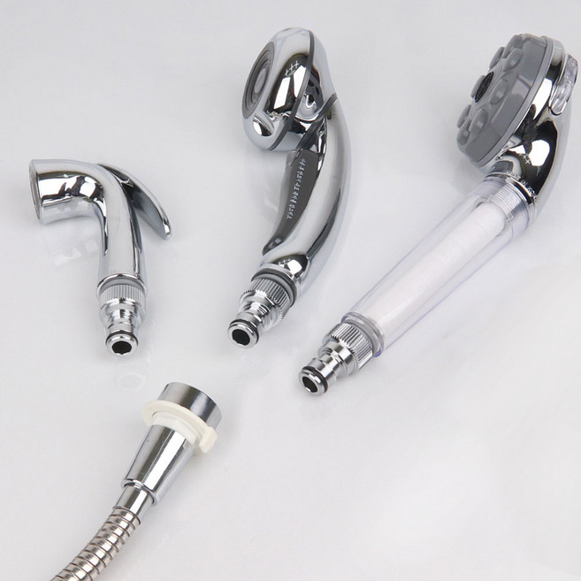 샤워호스 하나에 헤드3개 사용 샤워기 샤워헤드 원터치 교체 욕실 변기 청소 분사기 헤드, 02.헤드체인저(클래식)+리뷰사은(꼬마샤워기), 1개