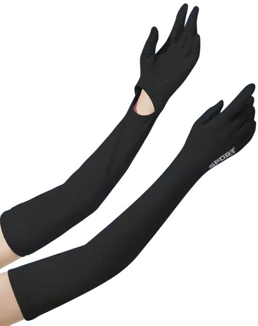 冰絲防曬長手套 加長58cm 觸控設計, 加長款-米白, 1個