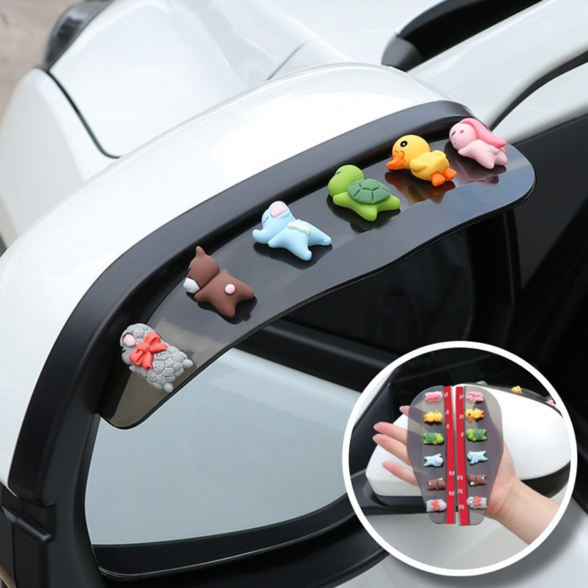 주니니몰 캐릭터 사이드미러 빗물커버 양쪽세트, 1세트, 전차종 블랙커버