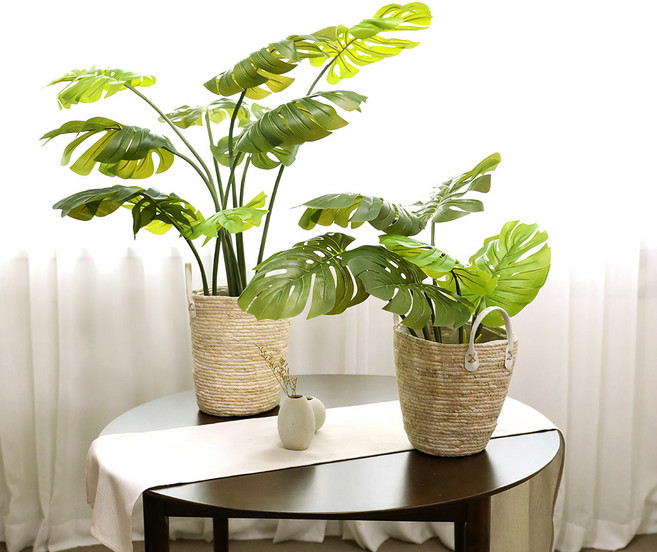 라탄 인테리어 화분커버 해초 밀짚바구니, 내츄럴, 1개