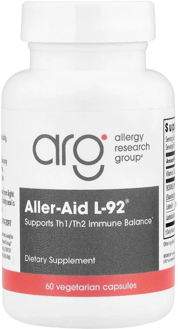 알러지리서치그룹 Aller-Aid L-92 with L 애시도피러스 L-92 60 베지테리언 캡슐, 1개, 60정 - 쿠팡