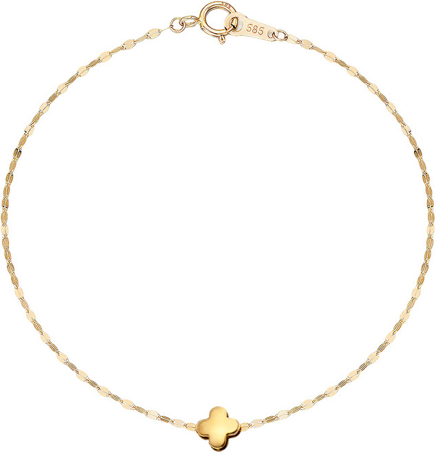 에바주얼리 심플 데일리 14k 미니 클로바 하트 팔찌