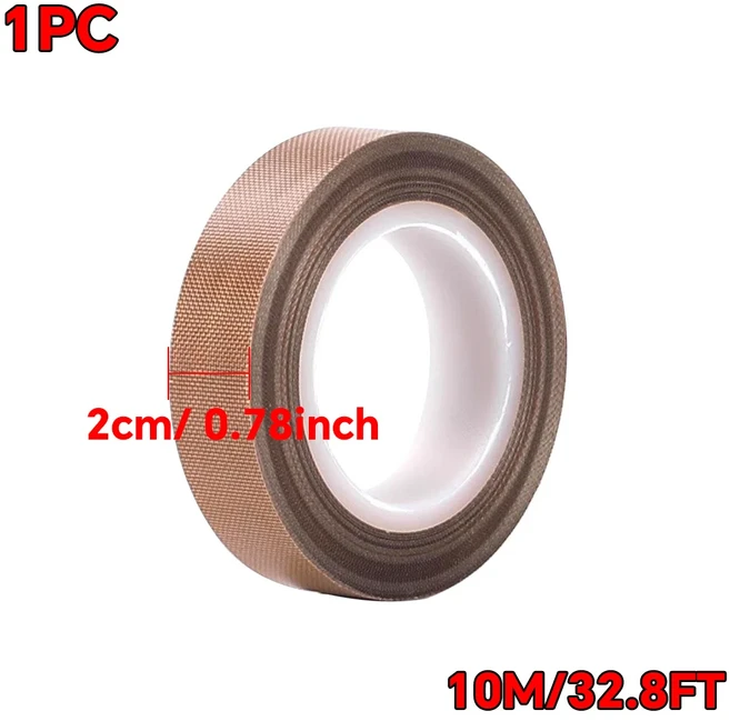갈색 테트라플루오로에틸렌 테이프 고온 방지 단열 천 씰링 포장기 접착, 01 1천만, 03 20mm, 02 0.13mm