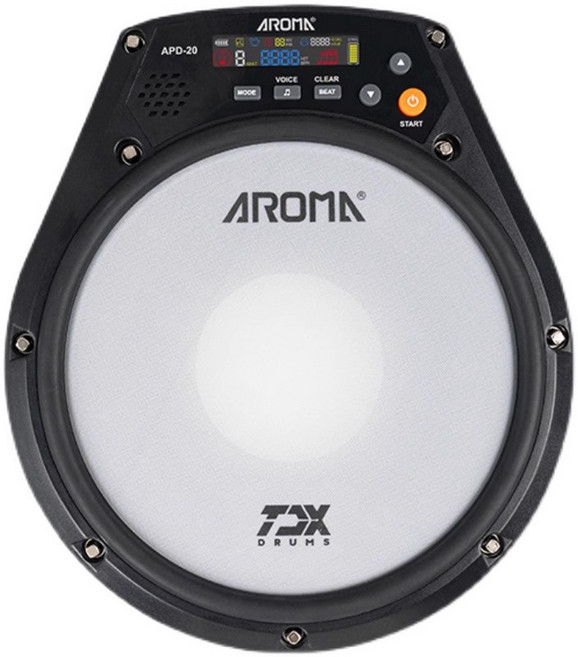 아로마 APD-20 연습용 드럼 매쉬 패드 스탠드 포함 풀세트 메트로놈 지원, 1개, 화이트 패드 + 스탠드 세트