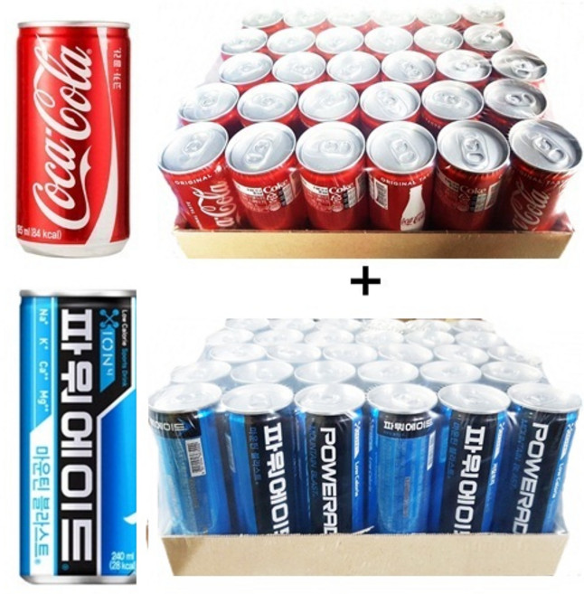 코카콜라 190mlx(30캔) + 파워에이드 240mlx(30캔), 59캔, 190ml