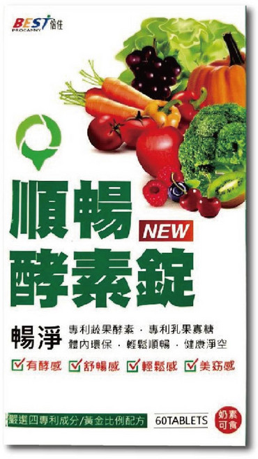 倍佳 順暢酵素錠 蔬果酵素 體內環保, 1個, 60顆